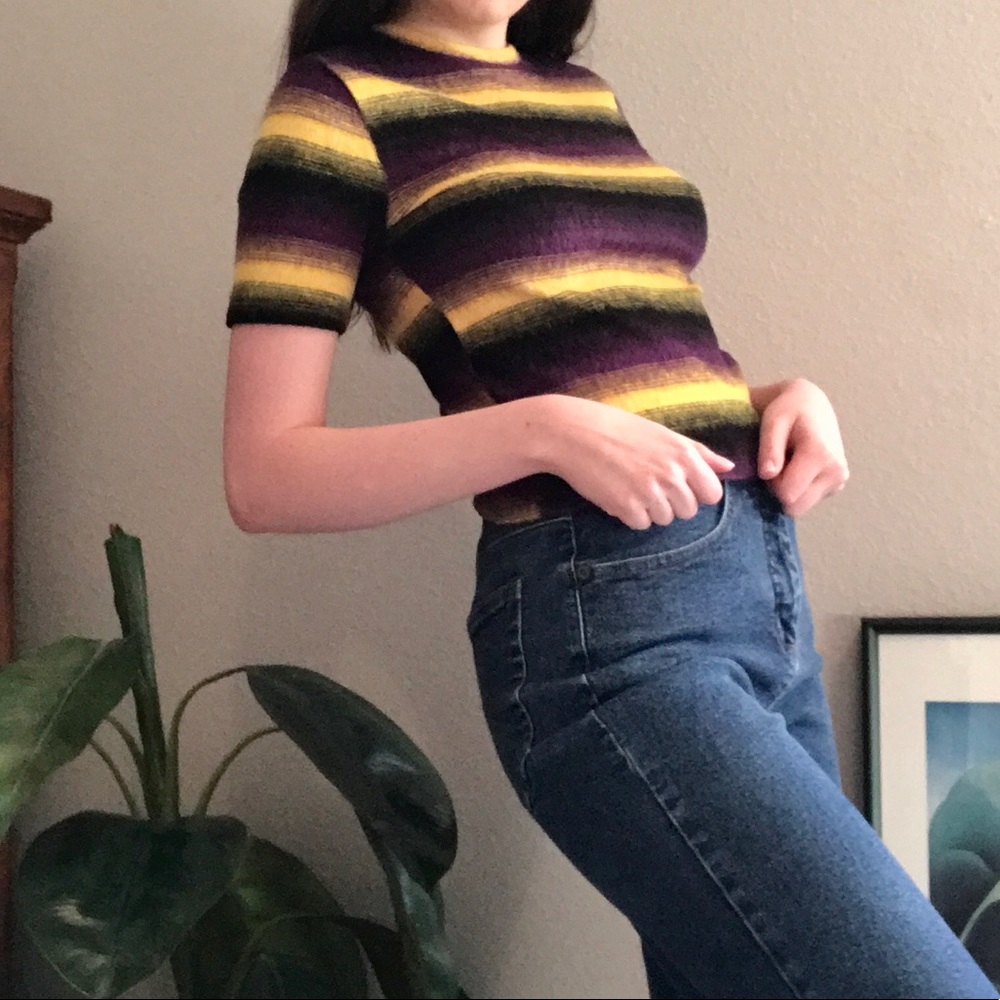 Zara Trafaluc fuzzy striped shirt
